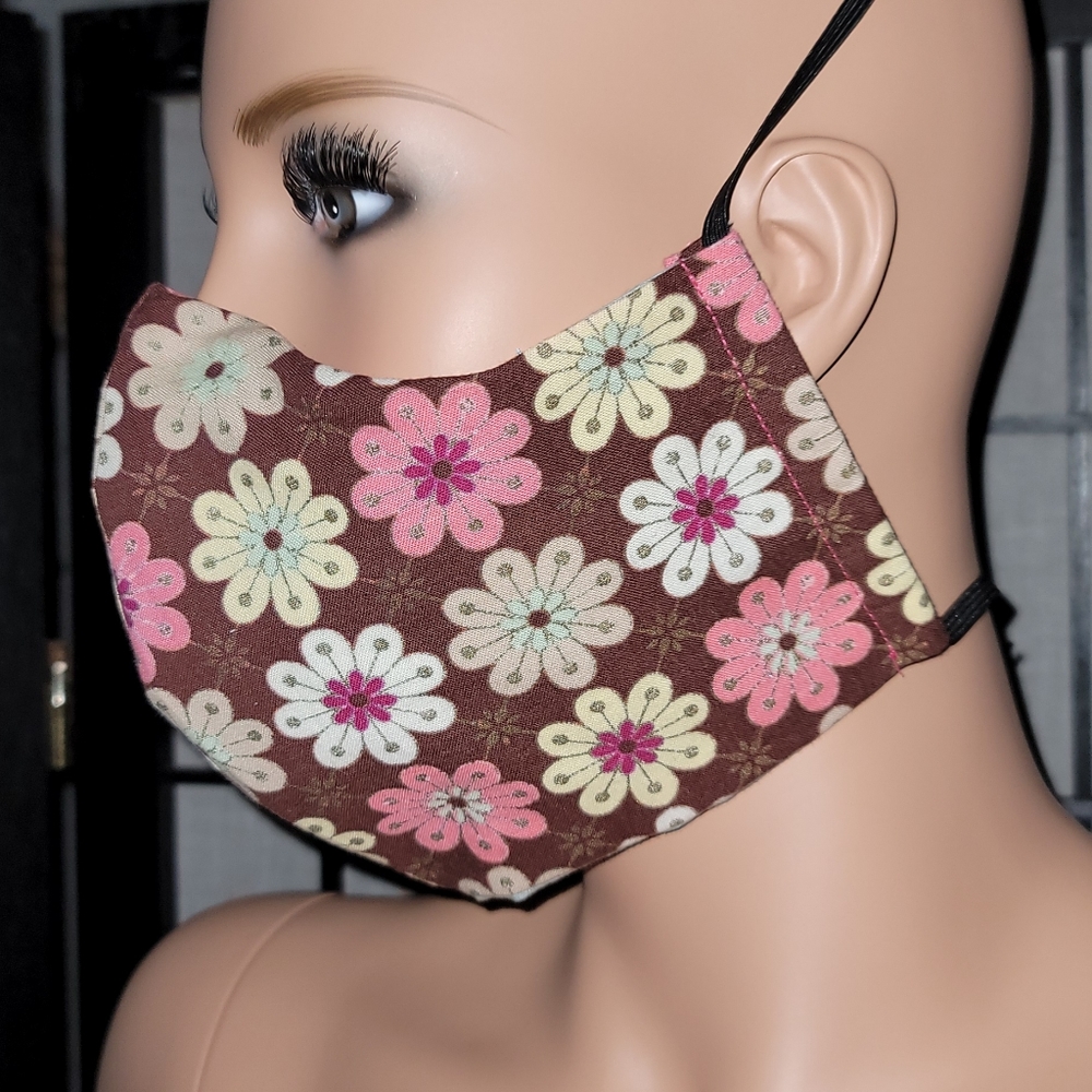 Woman's mask- Pretty Floral- Pink/brown